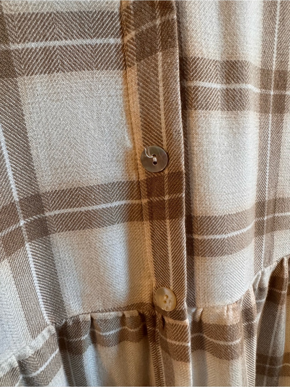 Show Me Your MuMu Cream and Tan Plaid Babydoll Dress - Picture 6 of 7